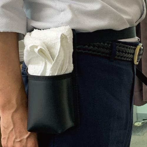 おしぼり入れブラック　濡れたおしぼり(ダスター等)を腰もとに入れておくことができるホルダー